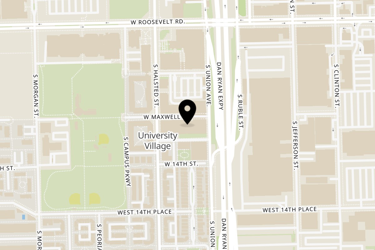 Map showing the location of Phlavz on 717 W Maxwell St in Chicago